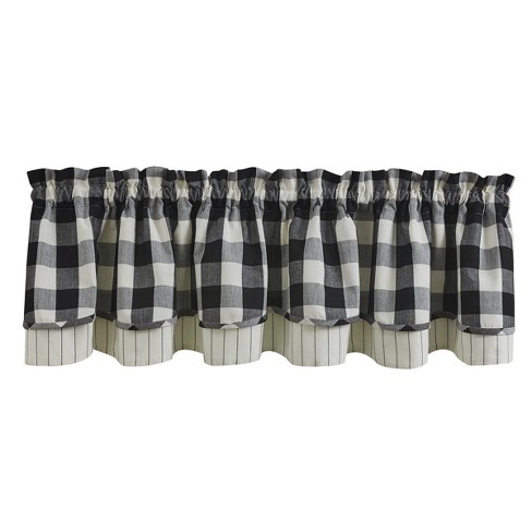 Park Designs Buffalo Check Lined Layered Black Valance 16"L - image 1 of 3