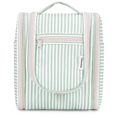 Narwey Striped Makeup Bag with Small Hanging Travel Toiletry Bag for Women