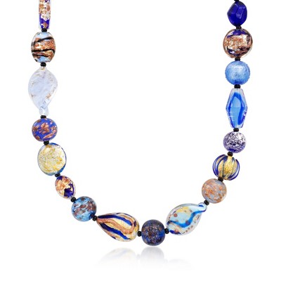 Ross-Simons Italian Multicolored Murano Glass Bead Necklace in 18kt Gold Over Sterling