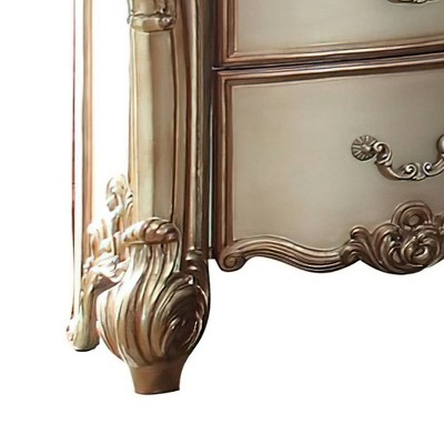 Vendome Antique Gold Patina and Bone Two-Drawer Nightstand