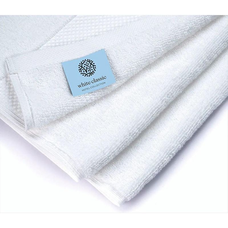 White Classic Luxury 100% Cotton Hand Towels Set of 6 - 16x30", 5 of 6