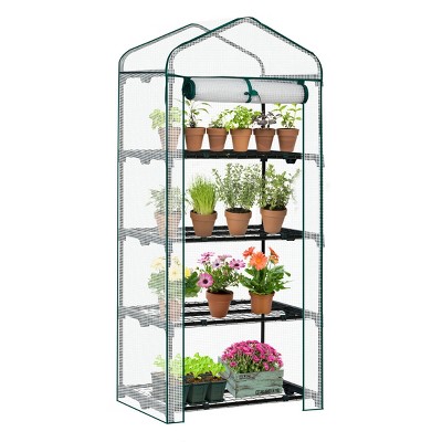SEVOBAL Greenhouse Mini 4 Tier Green Houses Rolling Door Full Plant Grow Early Spring Seed Germination Indoor Growing Outdoor, White, 72"*48.5"*8.5"