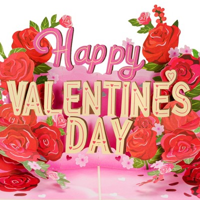 Paper Love Happy Valentine's Day Card, 3D Pop Up Valentine Cards - 5" x 7" Cover - Includes Envelope and Note Card
