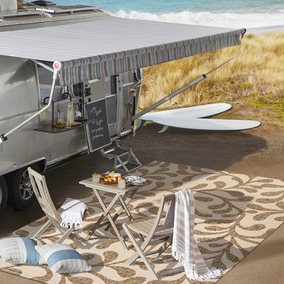 Classic Vine Pattern Brown/Beige 3' x 5' Synthetic Outdoor Rug