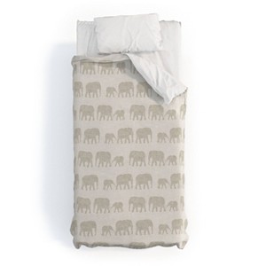 Deny Designs Kids' Little Arrow Design Co Elephants Marching Duvet Cover Bedding Set - 1 of 3