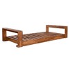 Sapphtopaz Outdoor Porch Swing Bed with Ropes, Wood Patio Swing Twin Size Leisure Hanging Chair, Patio Bench for Patio, Garden, Backyard - 3 of 4