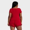 Women's Ribbed Short Sleeve Shirt and Shorts Pajama Set - Auden™ - 2 of 3