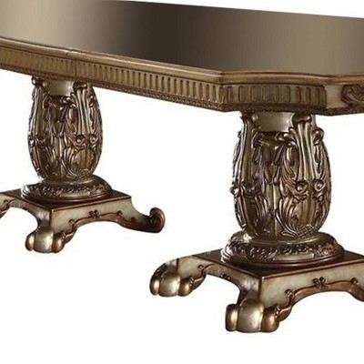 Vendome Gold Patina & Bone Extendable Solid Wood Dining Table