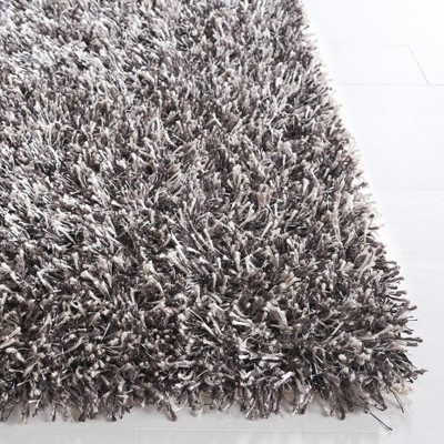 Platinum Ivory Luxe Shag 7' Square Area Rug, Hand-Tufted Wool Blend