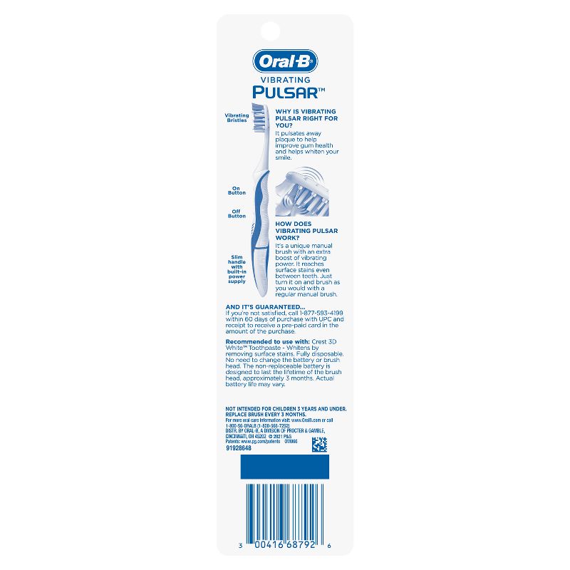 Oral-B Pulsar Whitening Battery Soft Toothbrush - 2pk, 4 of 11