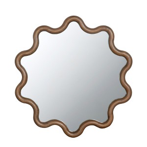 FONTOI Wooden Accent Wall Mirror Unique Wave Frame Decorative Modern Home Accent for Living Room Bedroom or Entryway, Brown, 30"*1.4"*31.2" - 1 of 4