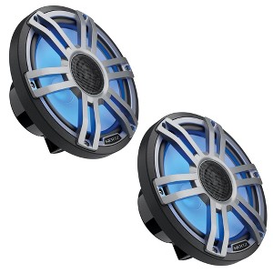 Hertz HMX 6.5 S-LD-G - 6.5" 4-Ohm Coaxial Marine Speakers with RGB LEDs, Gray Sport Grilles, Pair - 1 of 3