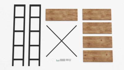 Perth 69.5" Brown Wood and Iron Industrial Bookcase