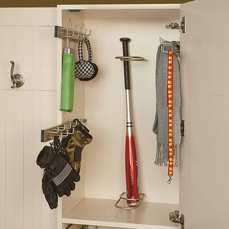 Rev-A-Shelf BRC-14SN 14-Inch Wall Mounted Pullout Closet Belt and Scarf Organization Rack Accessories Holder Hanger with 9 Hooks, Satin Nickel, 3 of 6