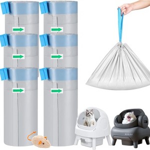 Heavy Duty Cat Litter Box Liners for Open-Top Self-Cleaning Boxes, Leak-Proof Drawstring Waste Bags - 1 of 4