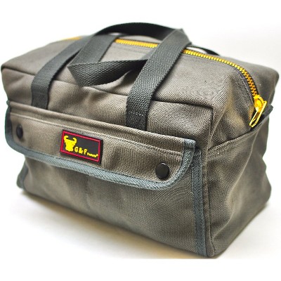 G & F Products Heavy Duty Tool bag with Brass zipper and side pockets Olive Green (10095olive)