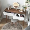 Lirago,39.4"L*13.77"W*29.52"H,Natural Wood Console Table with 2 Carved Drawers - Entryway Sofa Table with Storage & Wood Legs - 4 of 4
