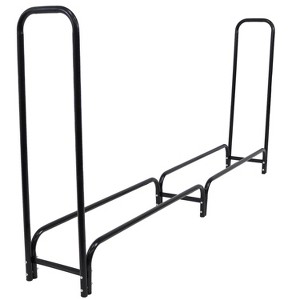 Sunnydaze Indoor/Outdoor Powder-Coated Steel Fire Pit or Fireplace Firewood Log Rack Holder - 8' - Black - 1 of 4