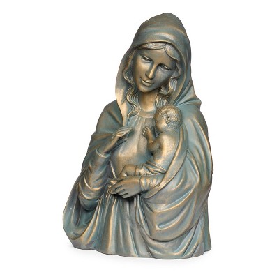 Bronze Madonna and Child 16" Resin Garden Statue