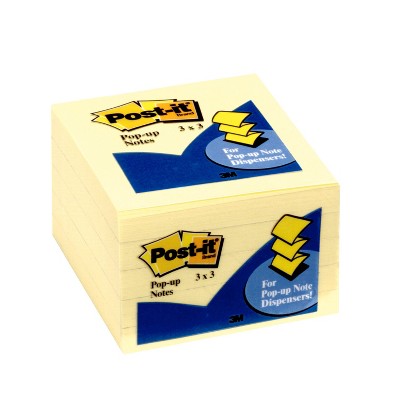 Post-it 5pk 3" x 3" Pop-up Notes 100 Sheets/Pad - Canary Yellow