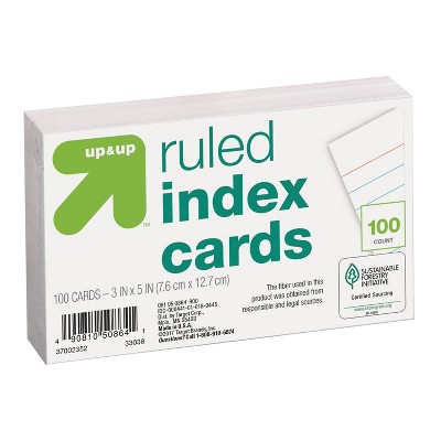 Photo 1 of 100ct 3" x 5" Ruled Index Cards - 10 PIECES 
