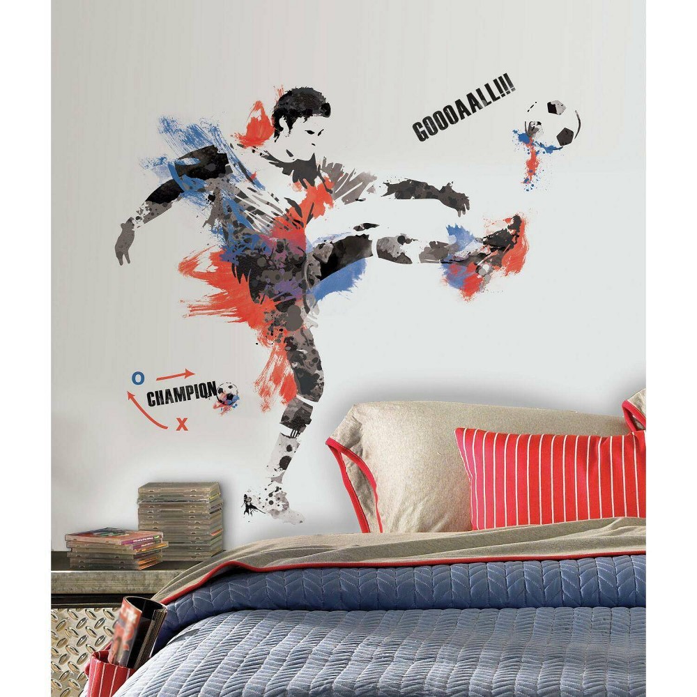 Men's Soccer Champion Peel and Stick Giant Wall Decal - RoomMates: Vinyl Sports Decor, Easy Application