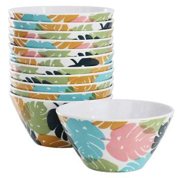 Gibson Home Tropical Sway 12 Piece 6 Inch Melamine Bowl Set in Multi Color Leaf