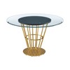 HomeRoots 48" Clear And Gold Glass And Stainless Steel Pedestal Base Round Top Dining Table - 4 of 4
