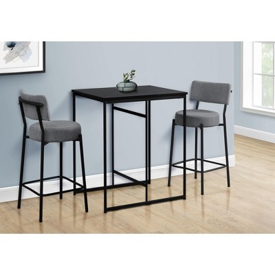 Vynxaria 32" Rectangular Counter Height Dining Table in Grey Laminate & White Metal