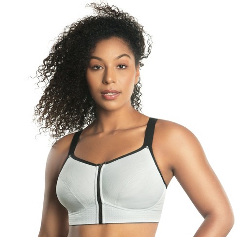 Parfait Women's Wave Wire-free Zip Front Sports Bra - Silver - 34c : Target