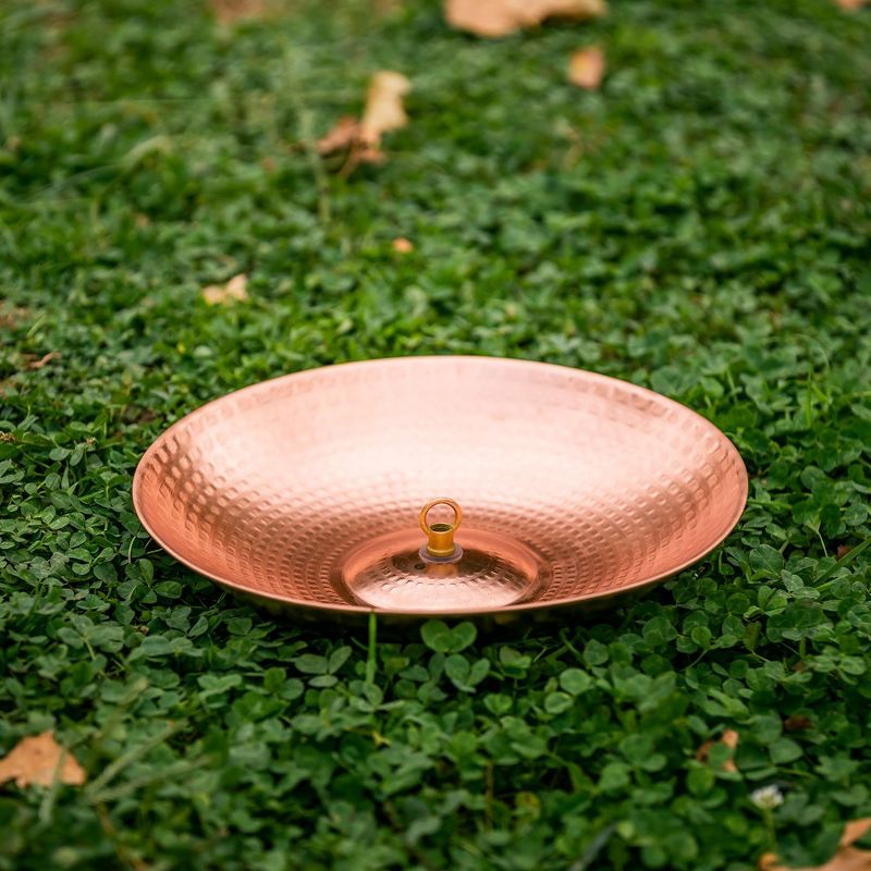 Marrgon 11" Copper Anchoring Basin - Hammered Metal Bowl for Rain Chain Downspouts, 3 of 6