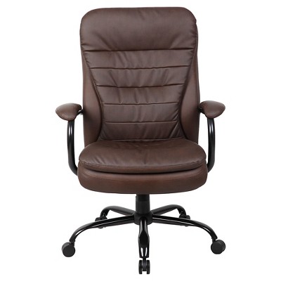 Bomber Brown LeatherPlus Executive Swivel Chair with Metal Arms