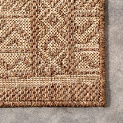Beige Geometric Striped 8' x 10' Synthetic Area Rug