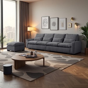 115" Modern L-Shaped Chenille Modular Sectional Sofa with Reversible Ottoman & Storage - 1 of 4