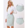 INSPIRE CHIC Women's Plaid Tweed High Waist Split Office Pencil Skirt - 2 of 4