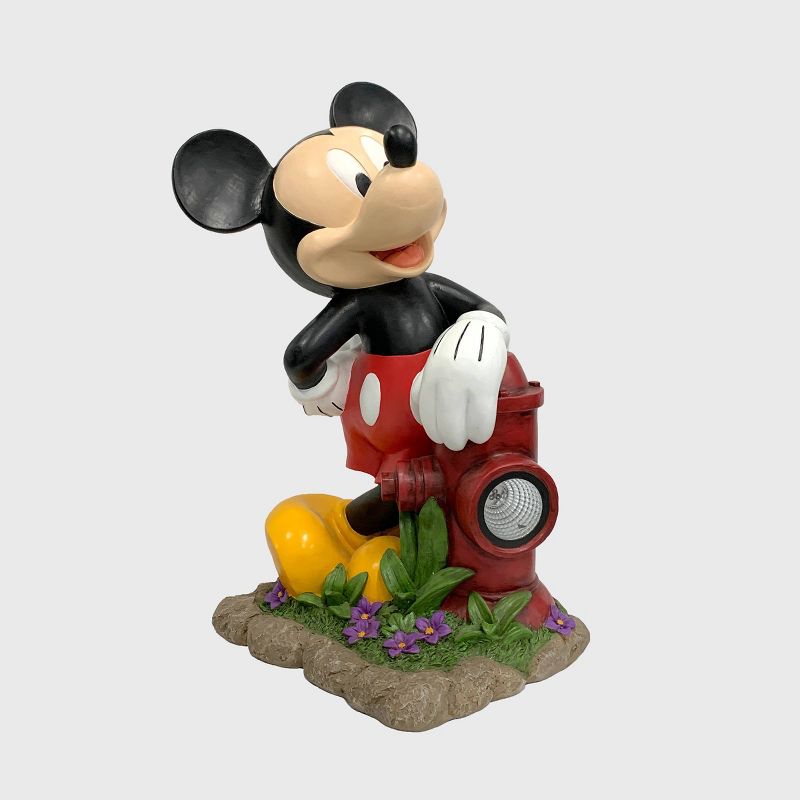 Disney 22&#34; Mickey Mouse with A Fire Hydrant Solar Resin/Stone Statue, 5 of 6