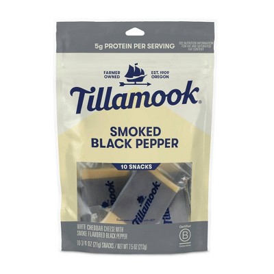 Tillamook Smoked Black Pepper Cheese Snack Portions -7.5oz/10ct