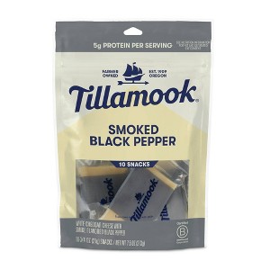 Tillamook Smoked Black Pepper Cheese Snack Portions -7.5oz/10ct - 1 of 3