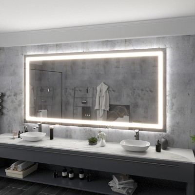 LED Front Light and Backlit Mirror for Bathroom,Anti-Fog, 3 mode Illumination,Vertical & Horizontal Mount