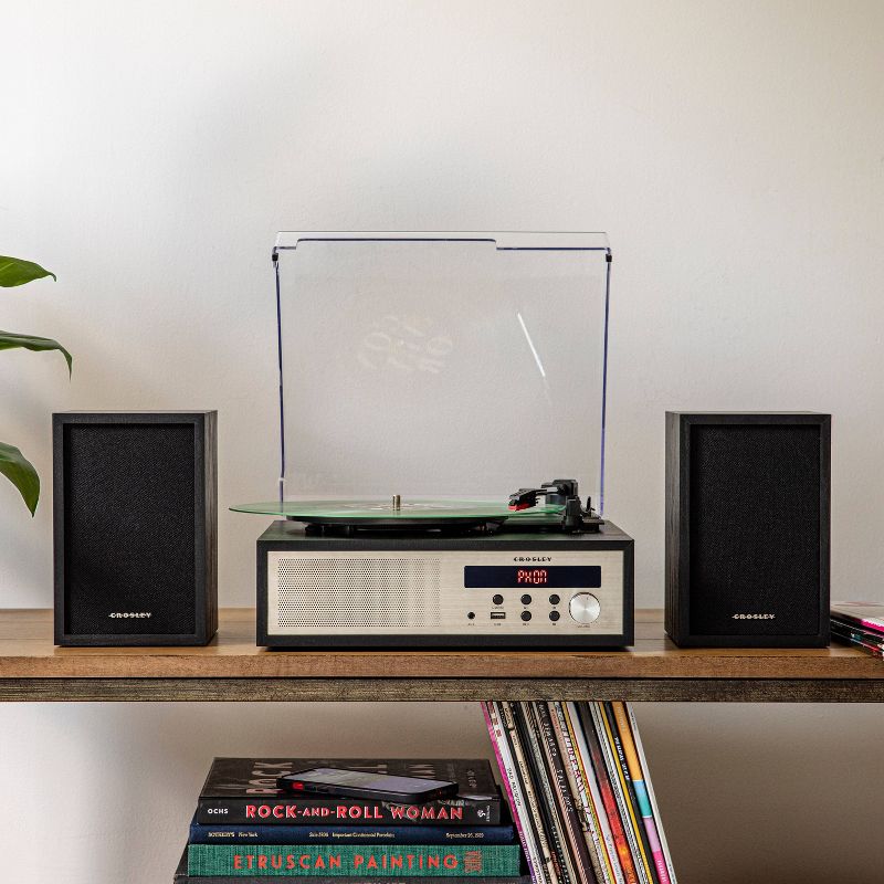 Crosley Sloane Shelf System Vinyl Record Player - Black, 3 of 15
