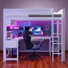 Mshliw Full Size Gaming Loft Bed with Desk, Storage Shelves, LED Light Strip, Charging Station, Solid Wood Frame with Guardrails - 4 of 4