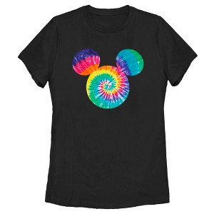 Women's Mickey & Friends Rainbow Tie-Dye Mickey Mouse Logo T-Shirt - 1 of 4