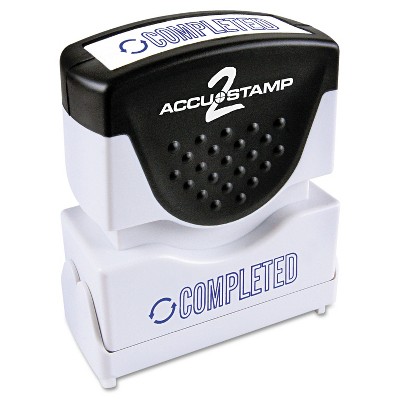 Accustamp2 Pre-Inked Shutter Stamp with Microban Blue COMPLETED 1 5/8 x 1/2 035582
