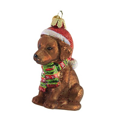 Old World Christmas 3.75 In Holiday Chocolate Lab Puppy Christmas Dog Ornament Tree Ornaments