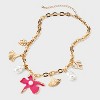 Flower Field Charm Necklace - A New Day™ Pink/Gold - 3 of 4