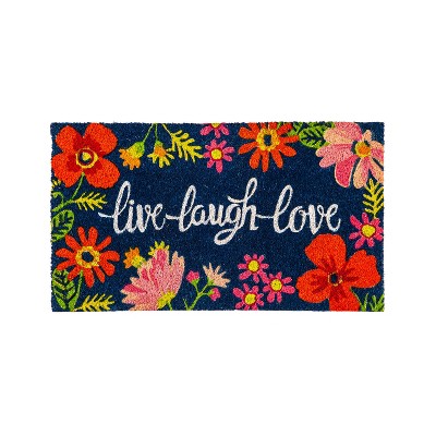 Live Laugh Love Floral Coir Mat