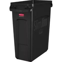 Rubbermaid Commercial Waste Container Slim Jim 16 Gal 11"x22"x25" Black 1955959