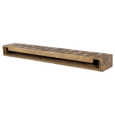 Bodie 60" Chestnut Hand Distressed Wood Mantel Shelf