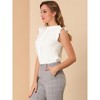 INSPIRE CHIC Women's Ruffled Curved Hem Business Office Vintage Sleeveless Blouse - 4 of 4
