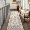 Hallway Runner Rug, Low Pile Washable Vintage Oriental Floral Carpet with Rubber Backing for Entryway, Bedroom, Hall, Kitchen - 2 of 4